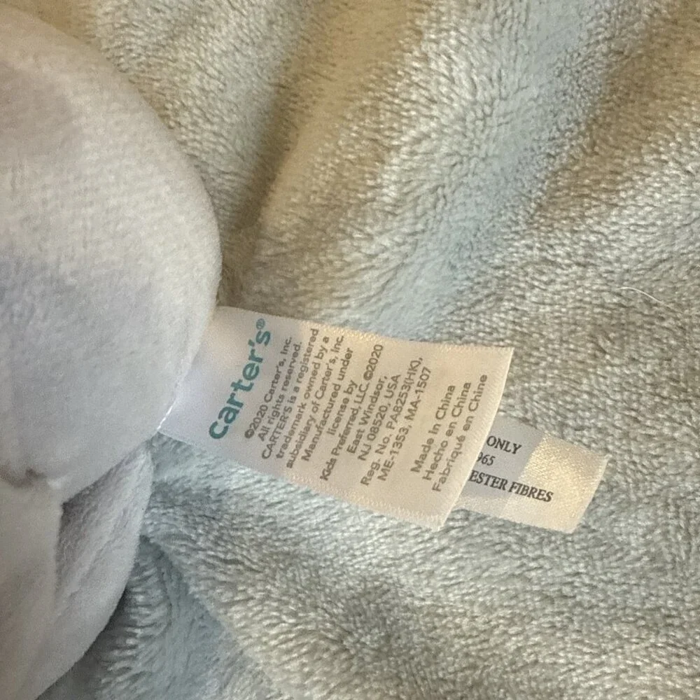 Carters Elephant Baby Lovey Security Blanket Plush Soother Gray Satin Trim